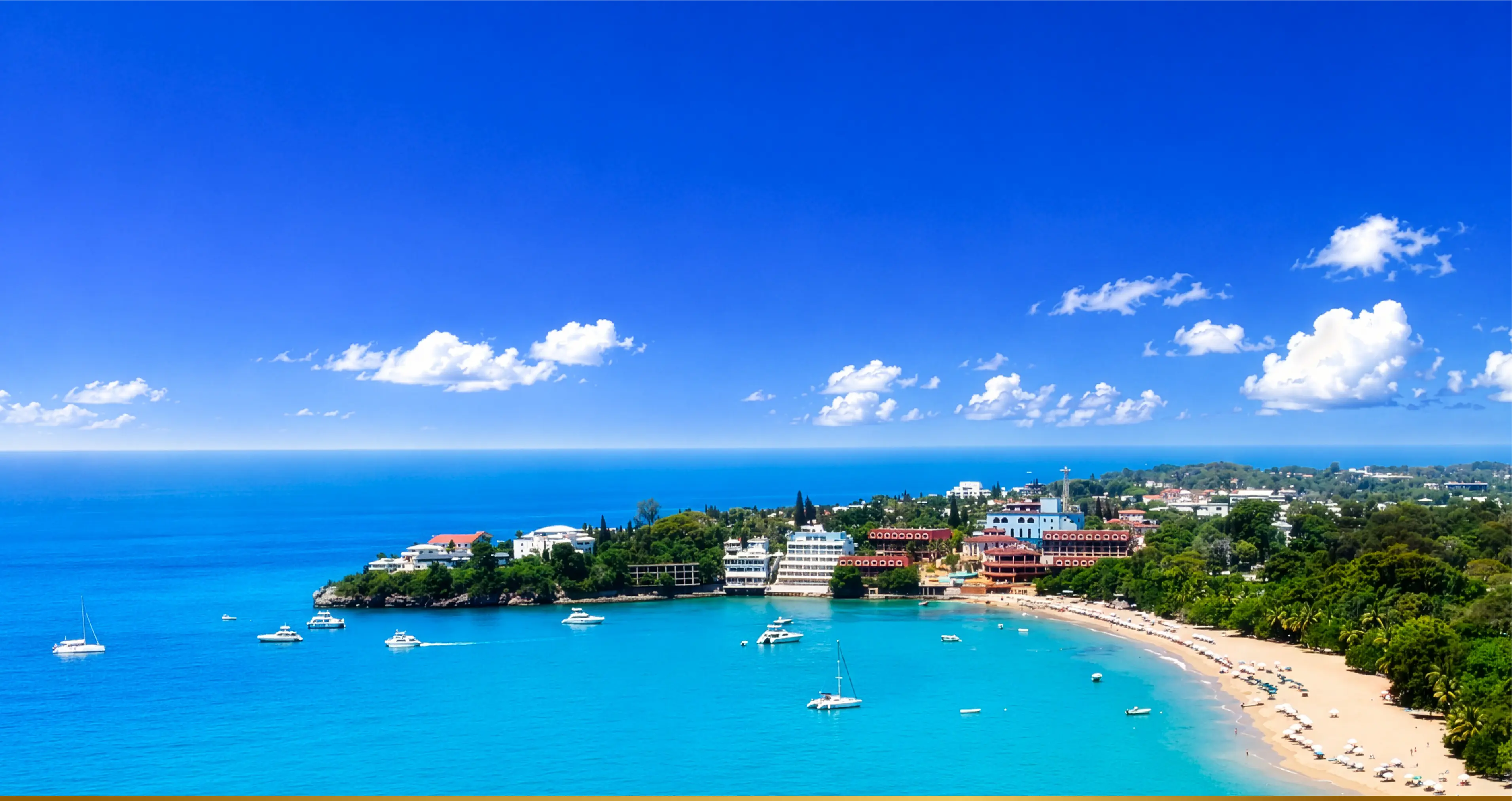 Aerial view of a Caribbean bay in Puerto Plata